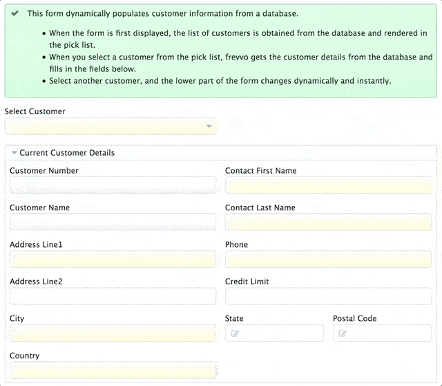 Online form fields automatically populating in frevvo