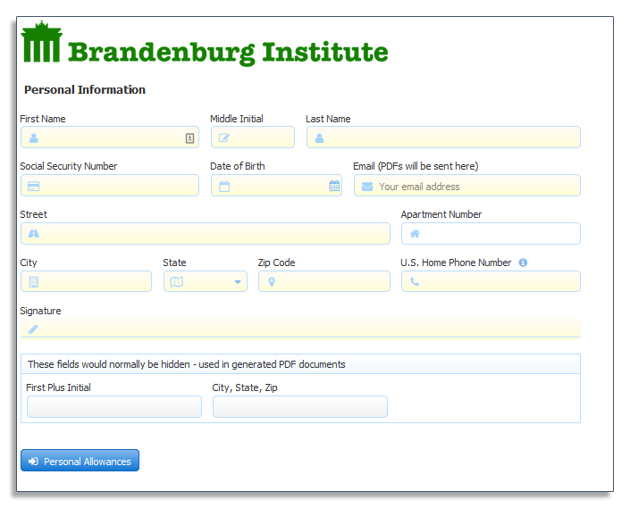 Online school form for internal onboarding