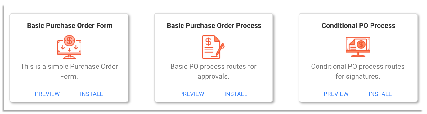 purchase order workflow templates on frevvo