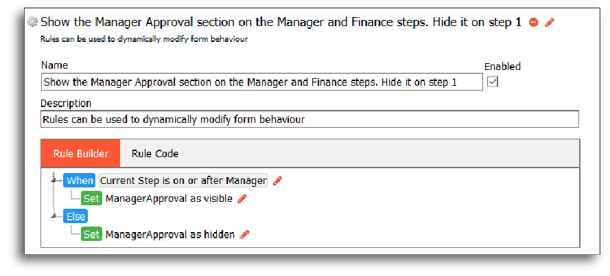 Final rule for showing or hiding the Manager approval step in a workflow