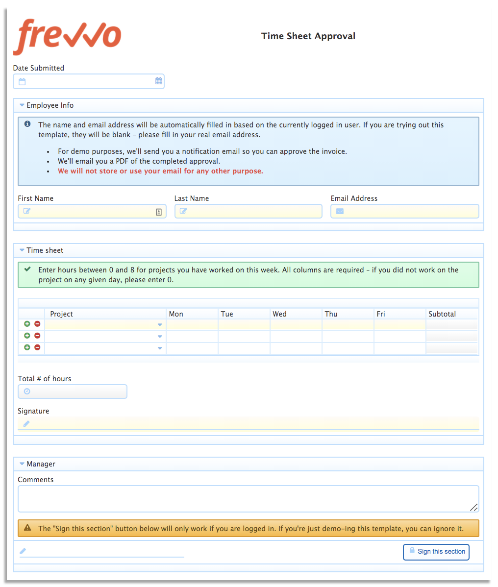 Timesheet approval form