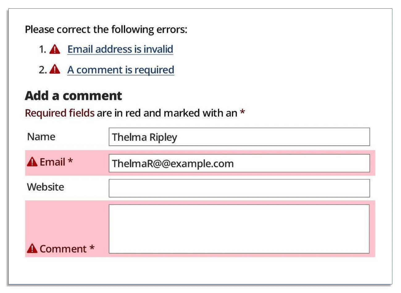 Example of an accessible web form
