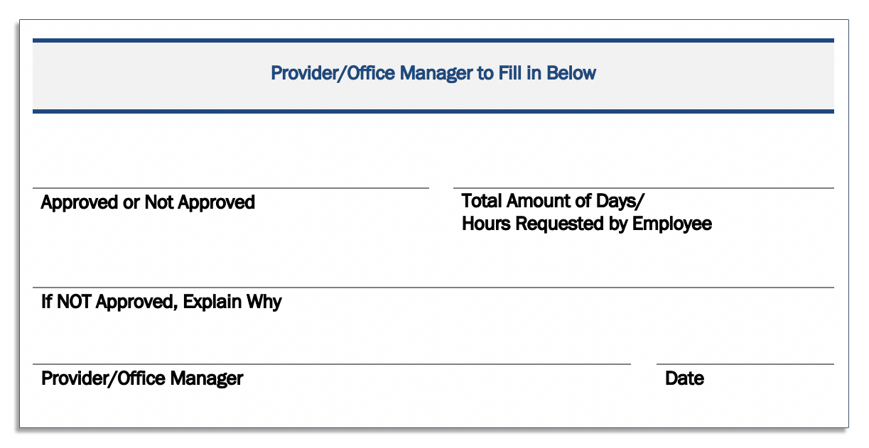 Manager approval section in Microsoft Word's time off request form