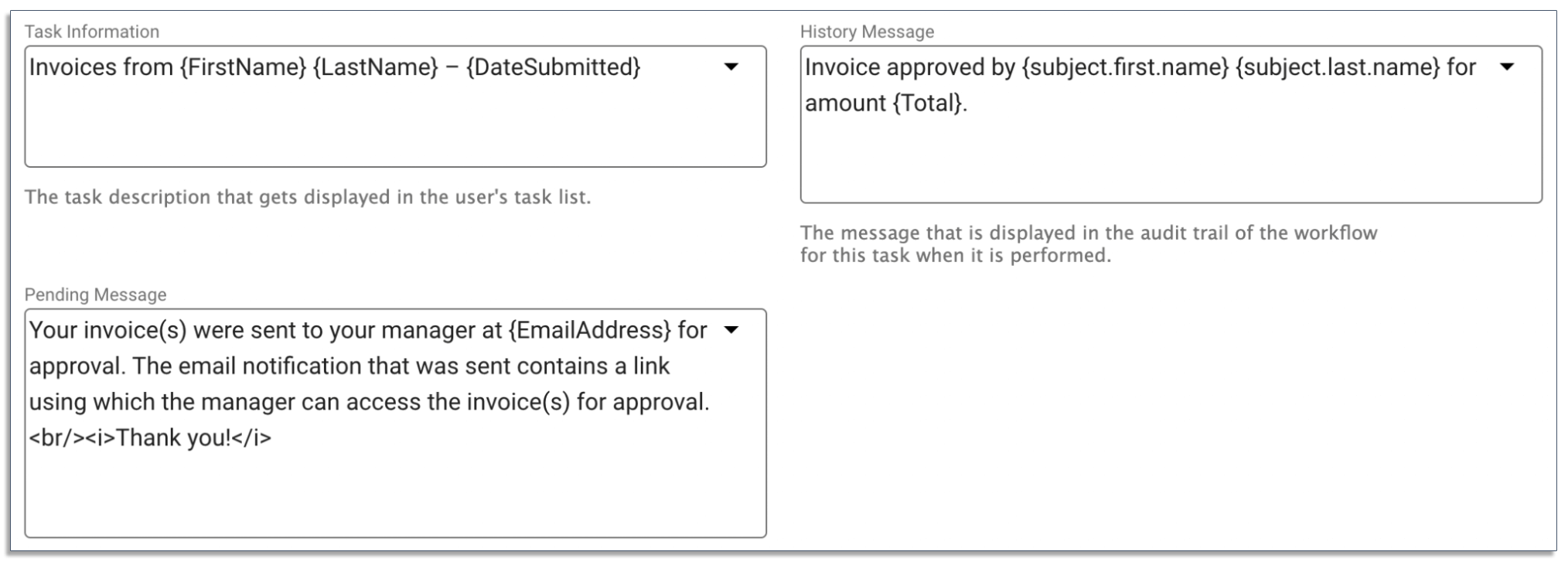 Notifying approvers to review and approve an invoice