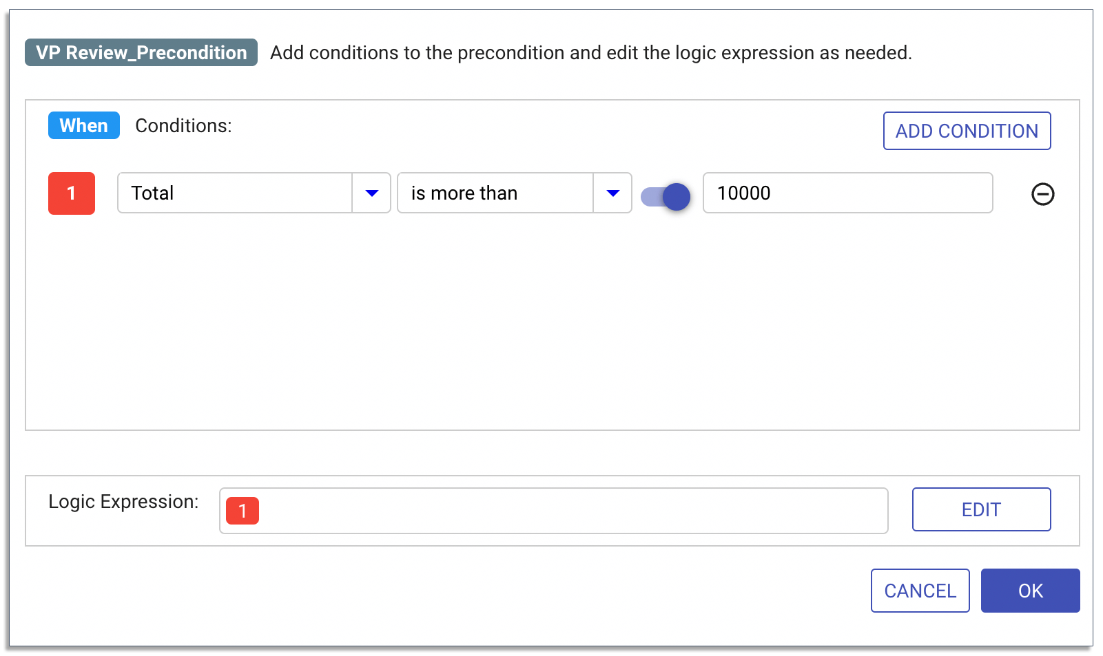 Adding conditions to an invoice approval workflow