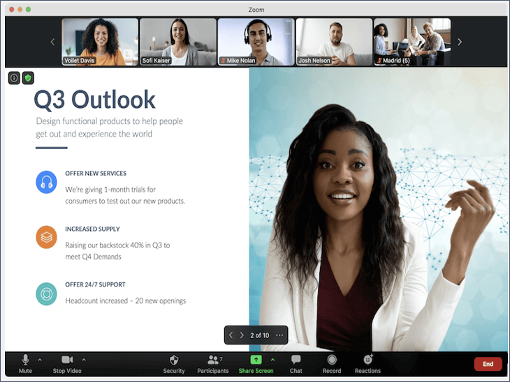 Zoom software for virtual meetings