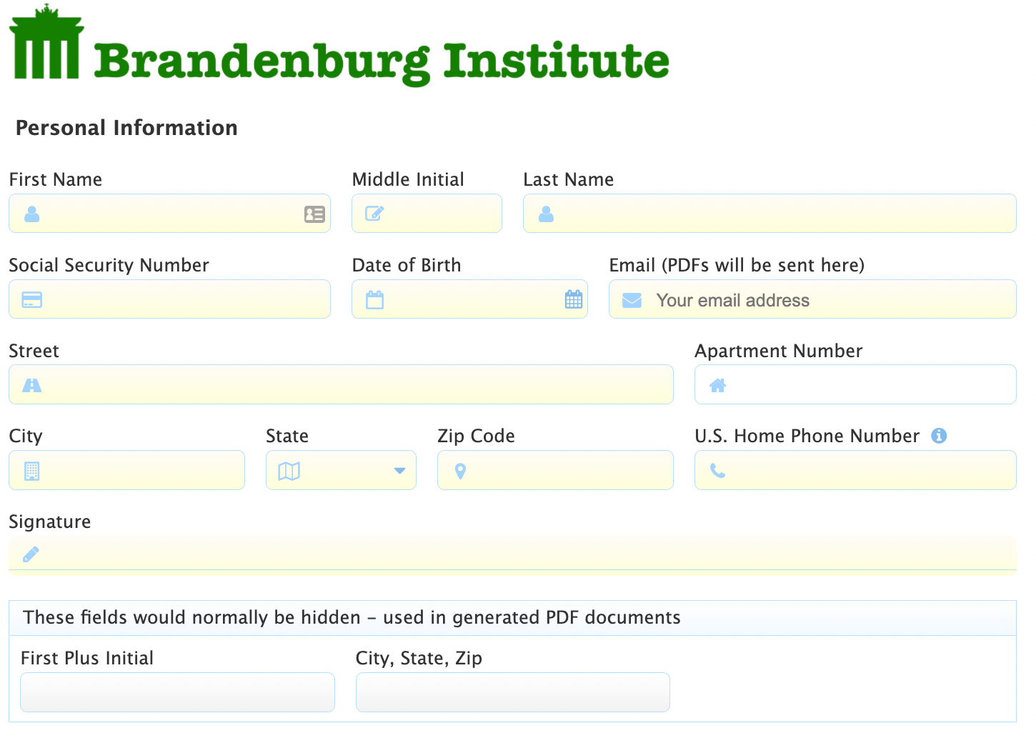 Example of an employee onboarding form