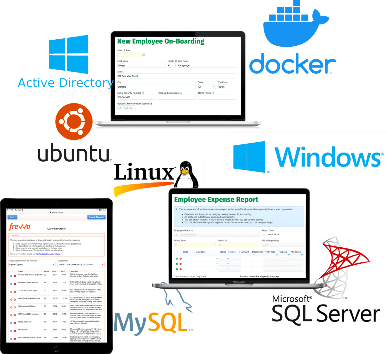On premise frevvo works with your existing Microsoft or Linux infrastructure