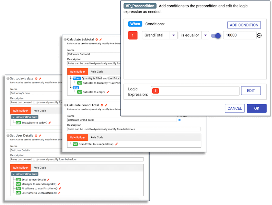 Dynamic behavior using simple, visual rules